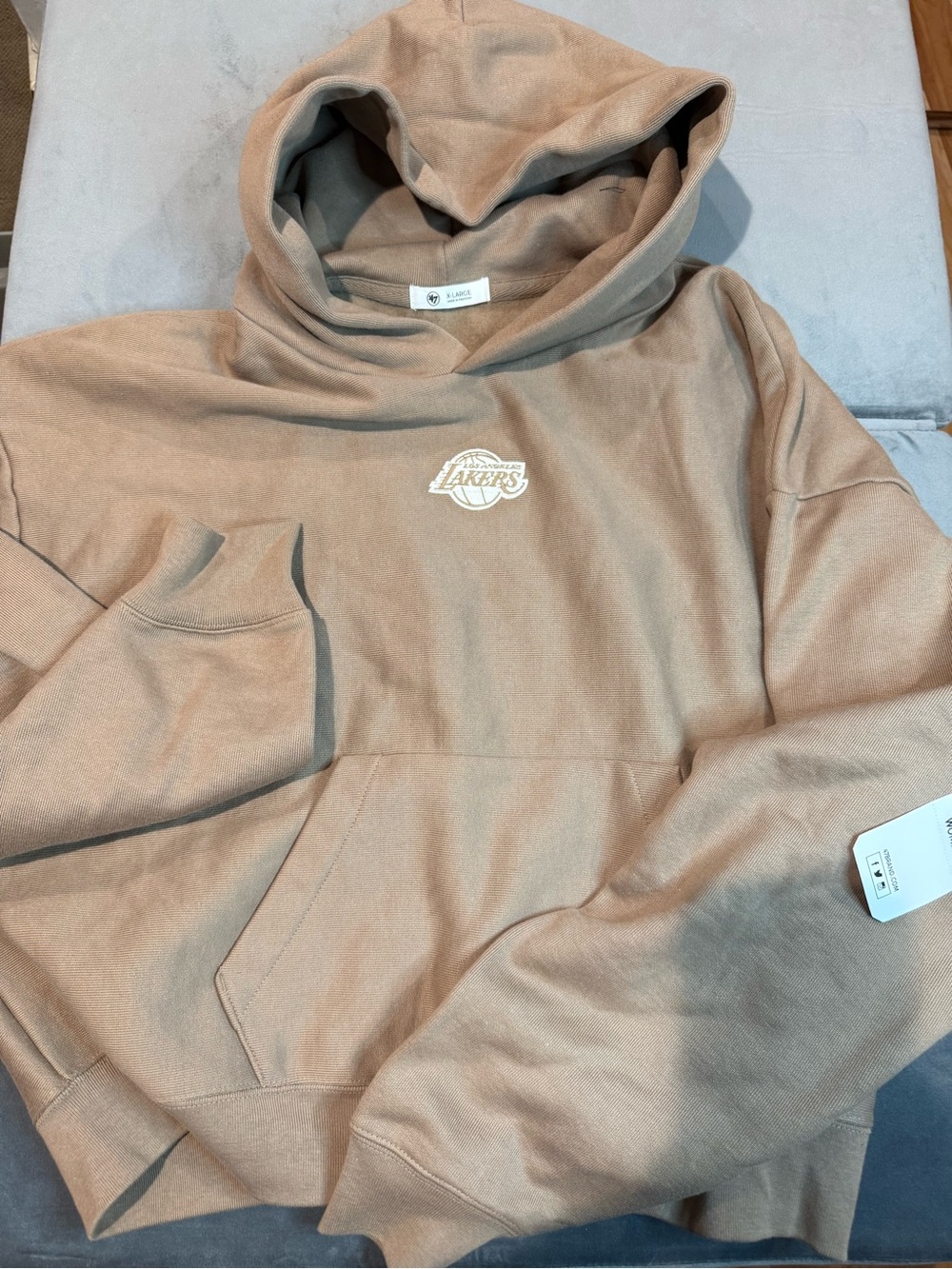 Lakers Logo Cropped Hoodie in Tan